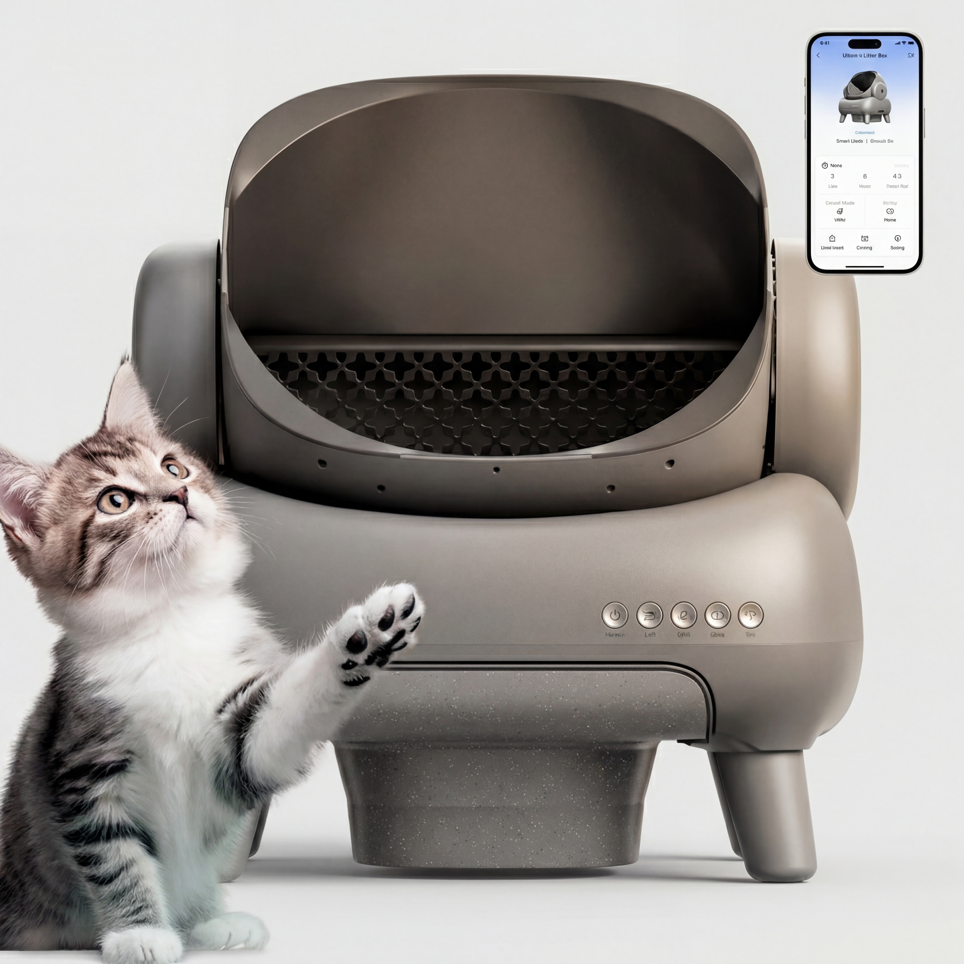 Caixa de Areia Inteligente Para Gatos - Pequeno e Médio Porte